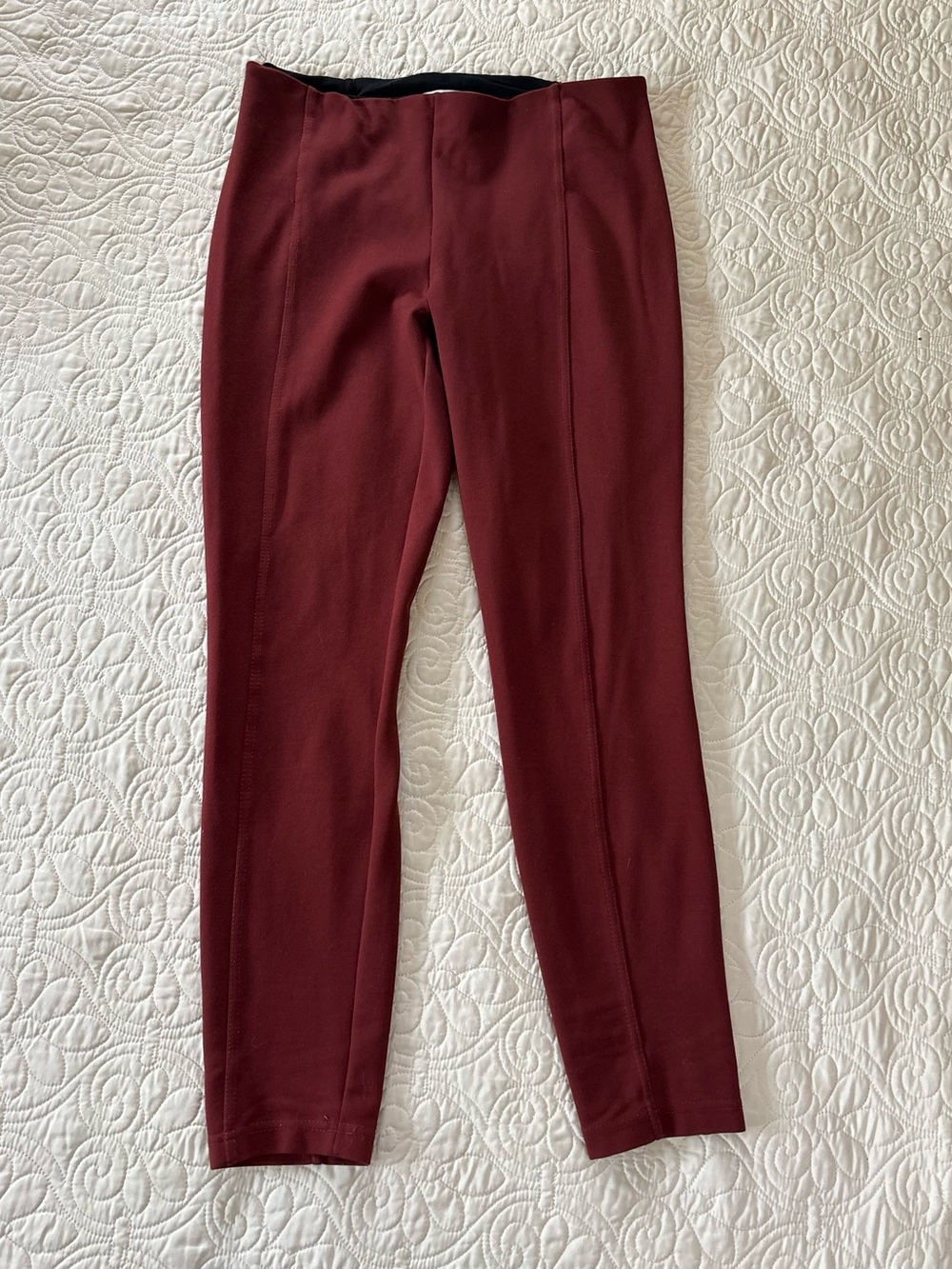 Rachel Zoe Ponte Pull-On Skinny Pants With Tummy Tucking in Brick Red